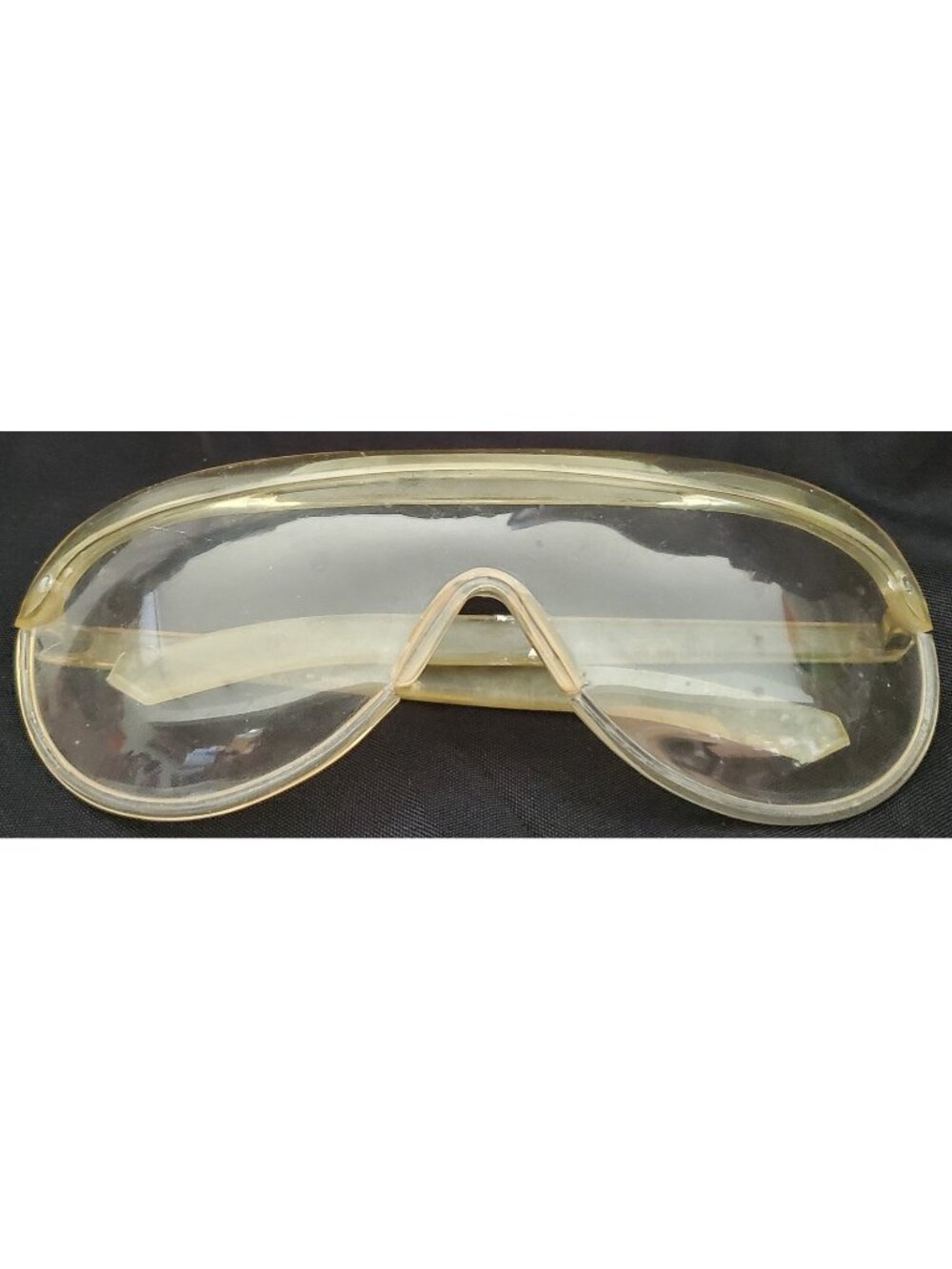Cesco Over the Glasses SAFETY GLASSES clear plastic yellowed vintage worn used